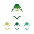 Green Strong Badge Shield Oak Tree Logo Template Royalty Free Stock Photo