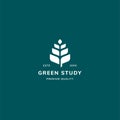 Green study logo concept with leaf and minimalist style. suitable for library, university, study and learning organization company Royalty Free Stock Photo