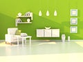 Green study room, modern room, living room