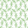 Green stylized Christmas trees on white background, vector seamless pattern. Hand drawn illustration Royalty Free Stock Photo