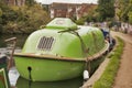 Green submarine on Regent canal near Broadway market
