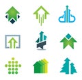 Green success business icons set in motivation and economy finance and banking Royalty Free Stock Photo