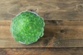 Green succulent on wooden background. Aeonium tabuliforme Royalty Free Stock Photo
