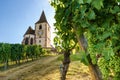 Church and vineyards of Saint-Jacques-le-Major in Hunawihr, Alsace France Royalty Free Stock Photo