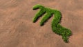 Green summer lawn grass symbol shape on brown soil or earth background, sign of scorpius zodiac sign