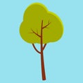 Green Summer Tree with Brown Stem on Blue Royalty Free Stock Photo