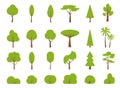 Green summer tree flat bush forest icon vector set Royalty Free Stock Photo