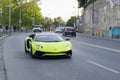 Green supercar Lamborghini Aventador