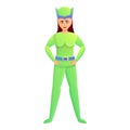 Green superhero woman icon, cartoon style Royalty Free Stock Photo