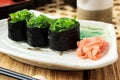 Green Sushi. Japanese Sushi with Chuka Wakame Salad