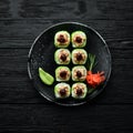 Green Sushi rolls - with eel fish and green