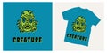 green swamp creature t-shirt illustration Royalty Free Stock Photo