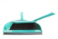 Green sweeping brush and dustpan isolated - housework Royalty Free Stock Photo