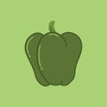 Green Sweet Bulgarian Bell Pepper. Paprika Vector Illustration