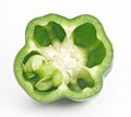 The green sweet pepper cut half-and-half Royalty Free Stock Photo