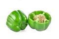 Green sweet pepper cuted on white