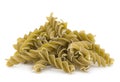 Green swirl dry pasta closeup