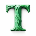 Green Swirled Paper Letter T - 3d Rendered Image