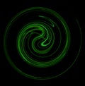 Green Swirling Spiral on Black Background Royalty Free Stock Photo