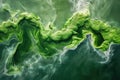 green swirls of algae blooms in water