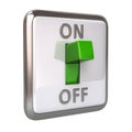 Green switch in the on position 3d illustration