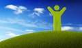 Green symbol man standing on green Earth Royalty Free Stock Photo