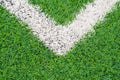 Green synthetic grass sports field with white line Royalty Free Stock Photo