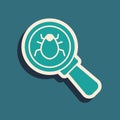 Green System bug concept icon isolated on green background. Code bug concept. Bug in the system. Bug searching. Long Royalty Free Stock Photo