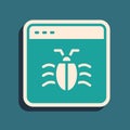 Green System bug concept icon isolated on green background. Code bug concept. Bug in the system. Bug searching. Long Royalty Free Stock Photo