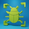 Green System bug concept icon isolated on blue background. Code bug concept. Bug in the system. Bug searching Royalty Free Stock Photo