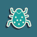 Green System bug concept icon isolated on green background. Code bug concept. Bug in the system. Bug searching. Long Royalty Free Stock Photo