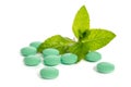 Green tablets with leaves of mint