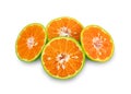 Green tangerine on white background. Royalty Free Stock Photo