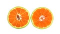 Green tangerine on white background. Royalty Free Stock Photo
