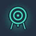 Green Target icon isolated on blue background. Dart board sign. Archery board icon. Dartboard sign. Business goal Royalty Free Stock Photo