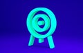 Green Target icon isolated on blue background. Dart board sign. Archery board icon. Dartboard sign. Business goal Royalty Free Stock Photo