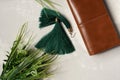 Green tassel earrings