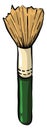 Green tassle brush, illustration, vector