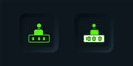 Green Taxi service rating icon isolated on black background. Black square button. Vector