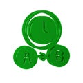 Green Taxi waiting time icon isolated on transparent background. Car deadline, schedule ride.