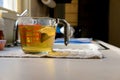 Steeping green tea bag