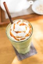 Green tea blended frappuccino with whipping cream
