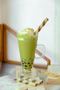 Green tea bobba drink refresh your day