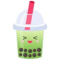 Green tea, Bubble tea vector illustration
