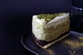 Green Tea Cake and Hot coffee Royalty Free Stock Photo
