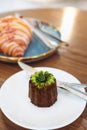 Green tea Caneles de bordeaux - traditional French sweet dessert