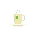 Green tea cup with tea bag flat icon Royalty Free Stock Photo