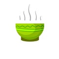 Green tea Cup. Green earthenware. Flat cartoon illustration.