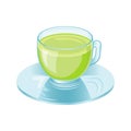 Green tea cup. Isolated. white background. cartoon style