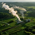 Green Tea Fields with Bioenergy Facility